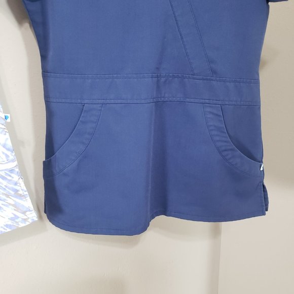 Nurse Mates Ceil Blue Watercolor Print Navy Blue Scrub Tops (2) Small - Picture 8 of 11